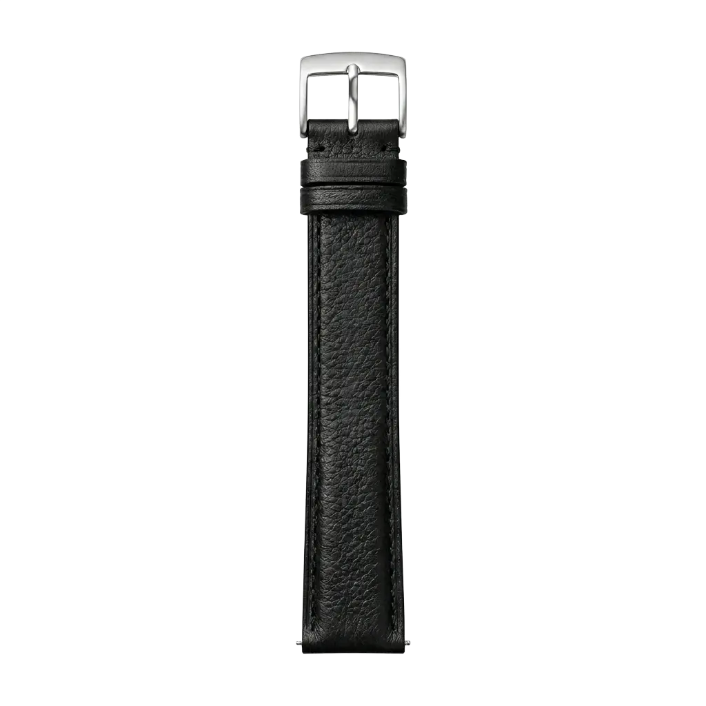 Black Grain Leather buckle side