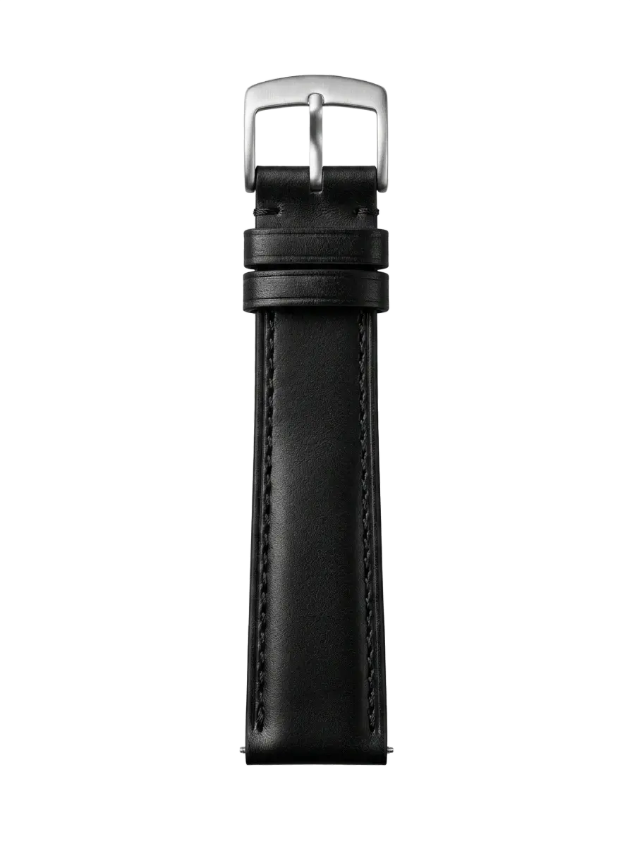 Black Smooth Leather buckle side