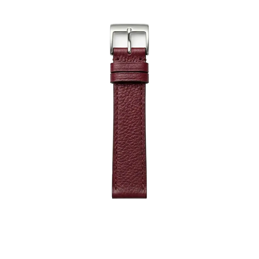 Burgundy Pebbled Leather buckle side