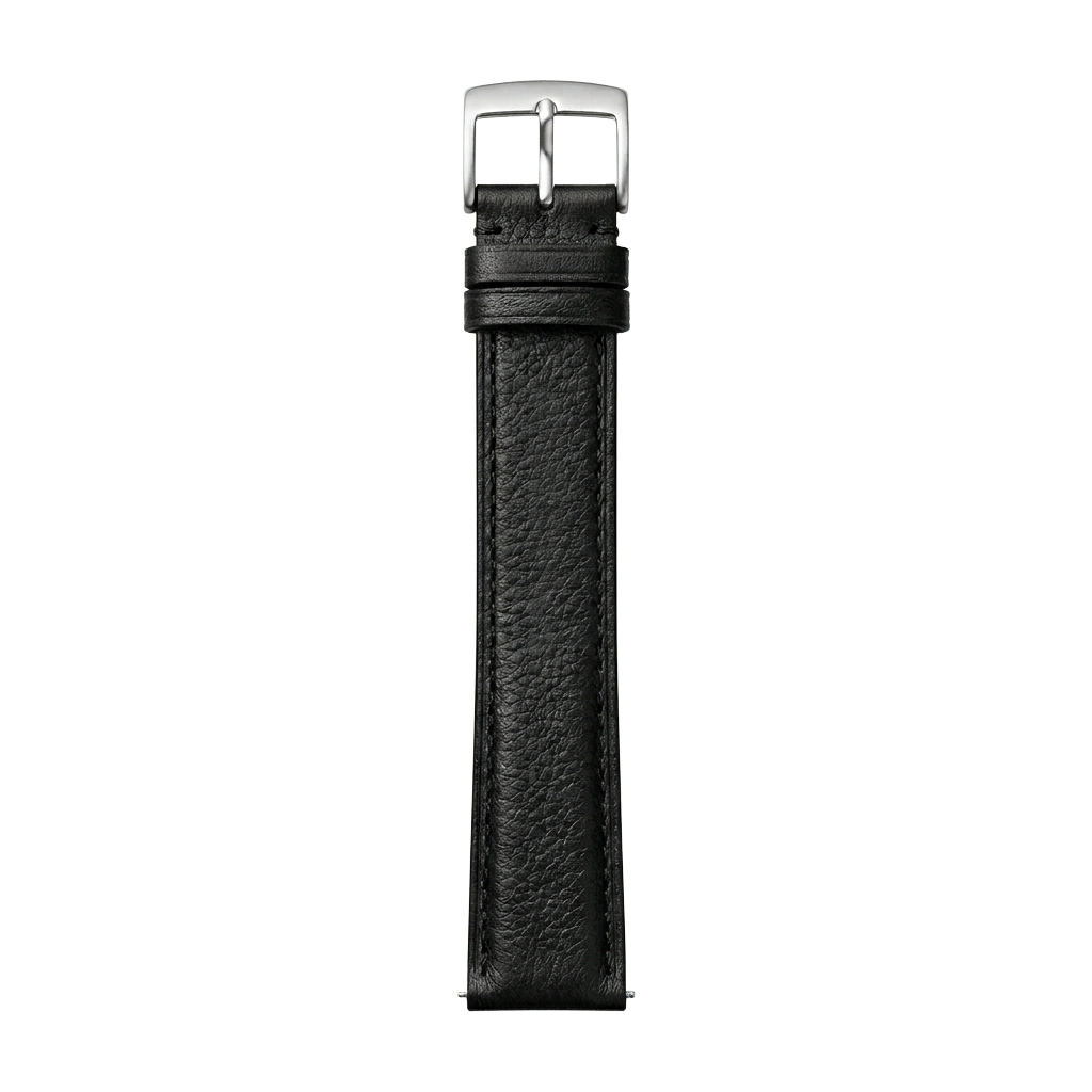 Black Grain Leather buckle side