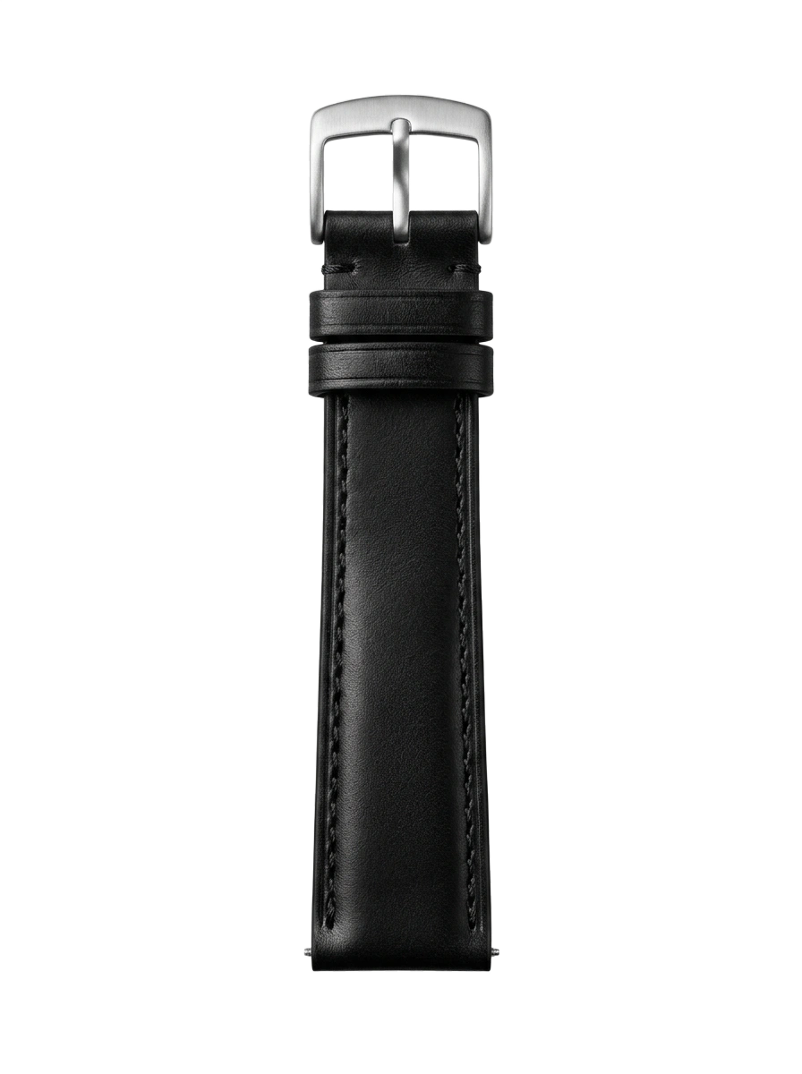 Black Smooth Leather buckle side